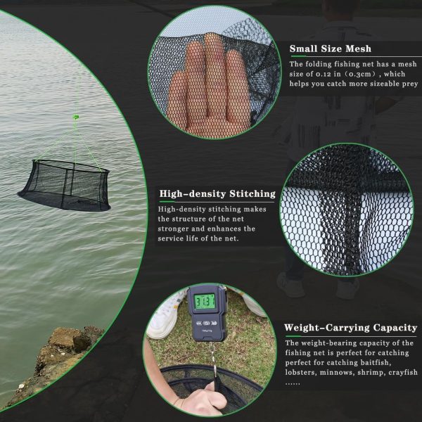 Drasry Fishing Net Trap for Bait Minnow Shrimp Crayfish Foldable Fish Crawdad Lobsters Cast Net Collapsible - Image 2