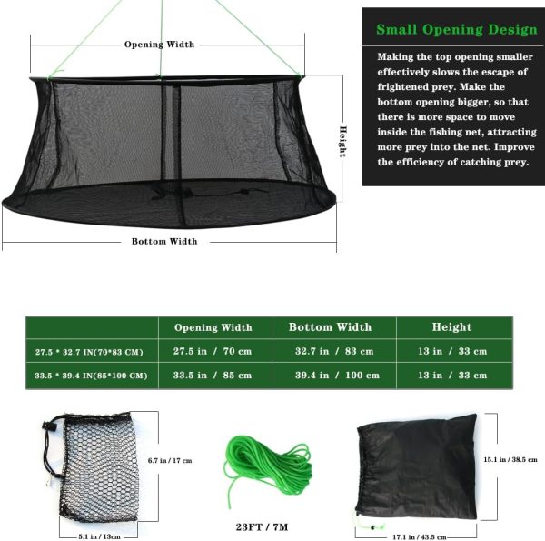 Drasry Fishing Net Trap for Bait Minnow Shrimp Crayfish Foldable Fish Crawdad Lobsters Cast Net Collapsible - Image 3