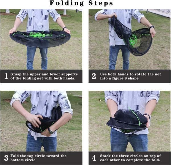 Drasry Fishing Net Trap for Bait Minnow Shrimp Crayfish Foldable Fish Crawdad Lobsters Cast Net Collapsible - Image 4
