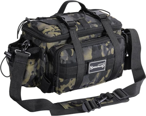 Sougayilang Fishing Tackle Bags - Fishing Tackle Storage Bags for Saltwater or Freshwater Fishing Gear - Padded Shoulder Strap - Tackle Box Bag Fishing Bag(Green)