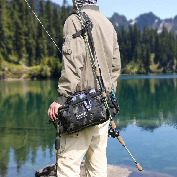 Sougayilang Fishing Tackle Bags - Fishing Tackle Storage Bags for Saltwater or Freshwater Fishing Gear - Padded Shoulder Strap - Tackle Box Bag Fishing Bag(Green) - Image 2